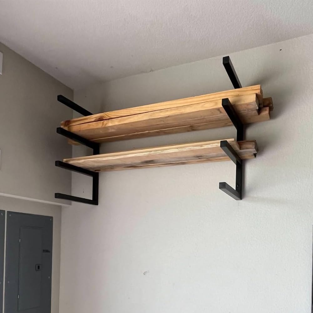 Lumber Storage Rack Metal Shelf Brackets, Sturdy Multipurpose Racking,Indoor & Outdoor Use (4 Level)