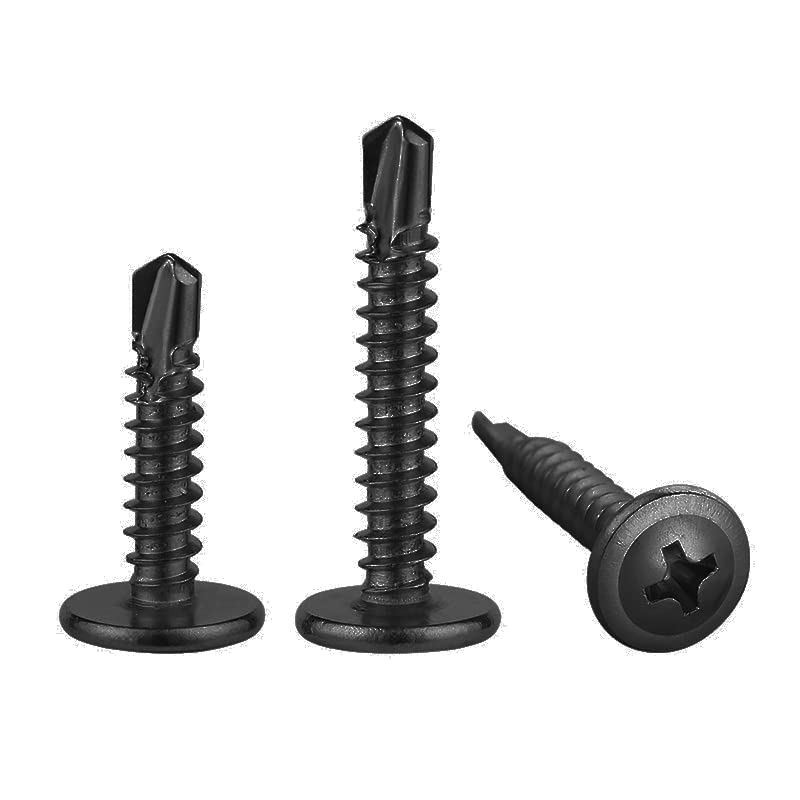 (100Pcs)#8×2” for Sheet Metal Self-Tapping Screws 410 Black Stainless Steel Truss Head High-Strength Quick Tapping