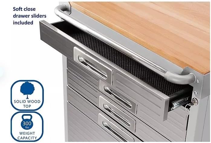 Heavy Duty Rolling Storage Cabinet with Wheels and Drawers, Workstation for Garage, Office, Workshop, 6 Drawer (28" W x 25" D x 34.5" H), Granite