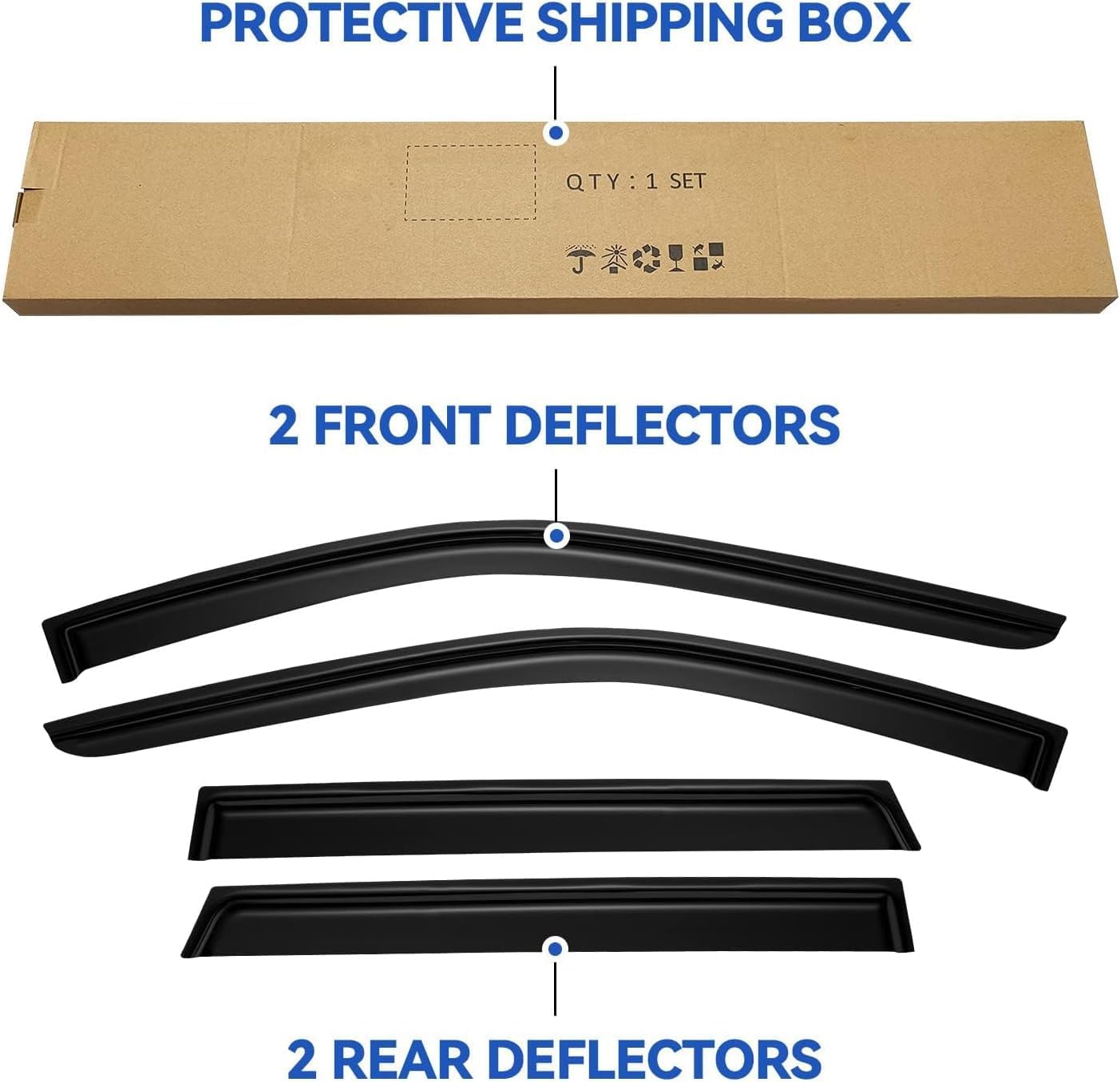 Window Visors Rain Guards Shield for 2011-2021 Jeep Grand Cherokee, Out-Channel Window Vent Wind Deflectors Visors Shades for 11-21 Grand Cherokee (Not for Grand Cherokee L)