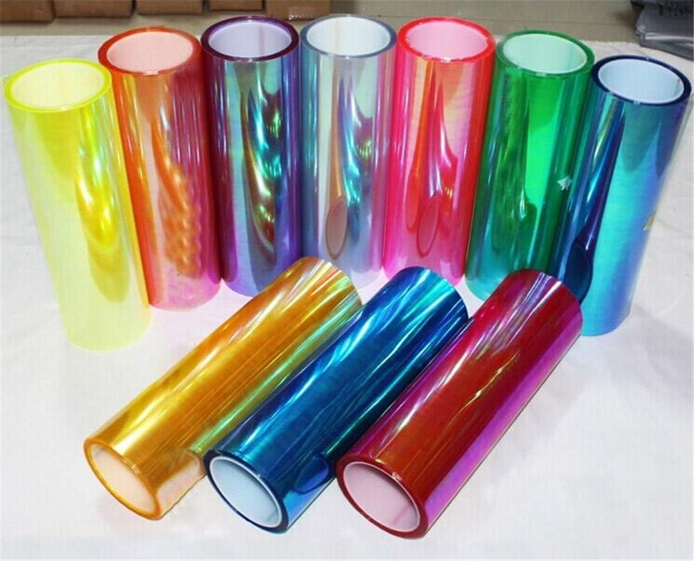 LED LIGHT 12 by 48 inches Self Adhesive Shiny Chameleon Headlights Tail Lights Fog Lights Films,Film Sheet Sticker,Tint Vinyl Film with Gift Knife and Hand Tool (Pink)