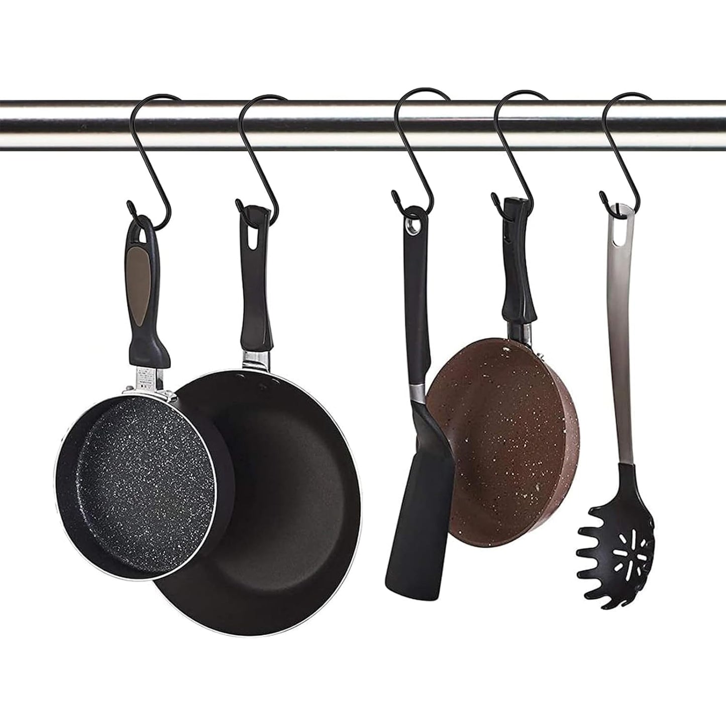 24 Pack 6 Inch S Hook, Large Vinyl Coated S Hooks with Rubber Stopper Non Slip Heavy Duty S Hook, Steel Metal Black Rubber Coated Closet S Hooks for Hanging Jeans Plants Jewelry Pot Pan Cups Towels