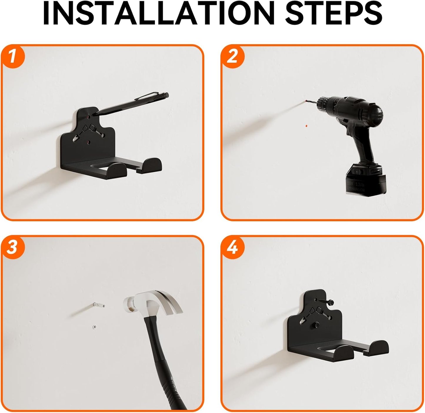 Garage Organization Storage Trimmer Rack, Garden Power Tool Hanger for Grass Trimmer, Hedge Trimmer, Garden Tools, Heavy Duty Weed Whackers Holder Wall Mounted Tool Organizer, 1 Pack
