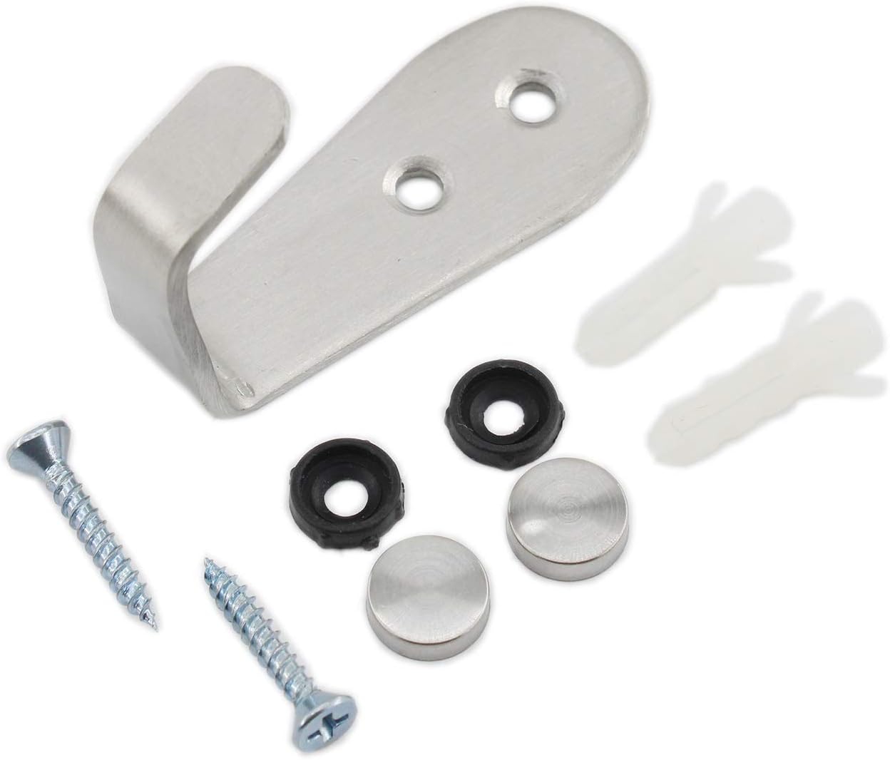 Stainless Steel Coat Hooks, Heavy Duty Metal Hangers for Hanging Towels, Keys, Hats - Kitchen & Bathroom Wall Mounted Indoor/Outdoor Hooks with Installation Screws - 8 Pack