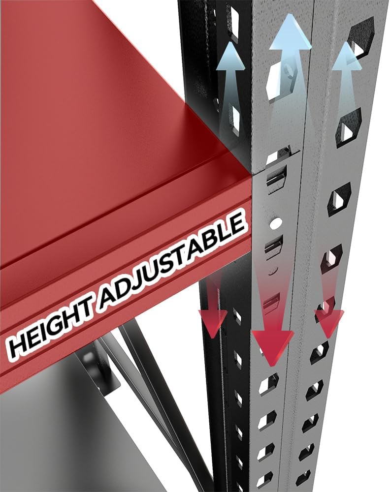 Heavy Duty 5-Tier Metal Shelving Unit with Adjustable Heights - 67" W x 63" H x 19.6" D, 4500 lbs Load Capacity - Industrial Garage Storage Solution for Workshop, Basement, and Home Organization