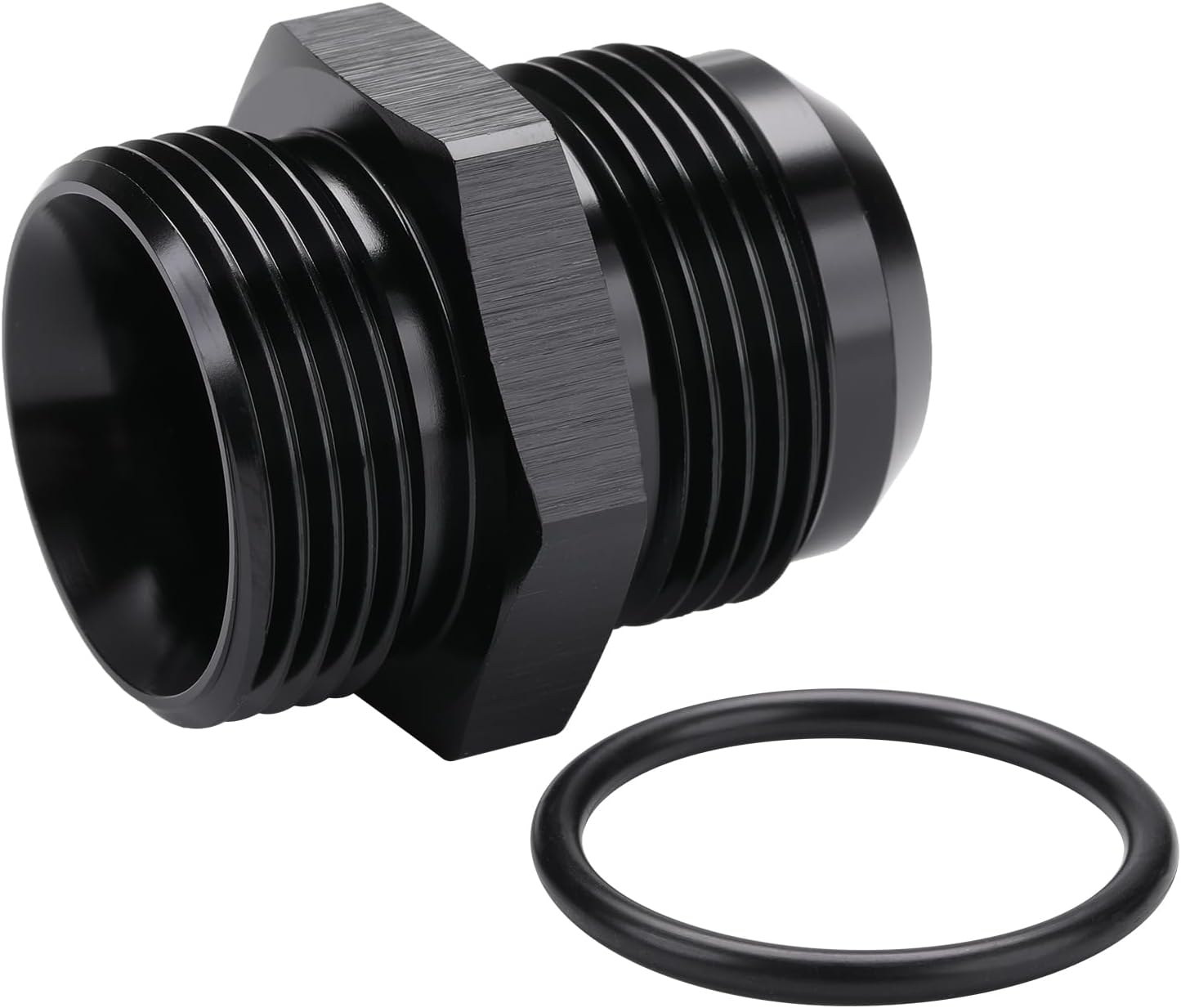 16AN Male Flare to 16AN ORB O-ring Boss Fuel Pump Rail Adapter Fitting Aluminum Black