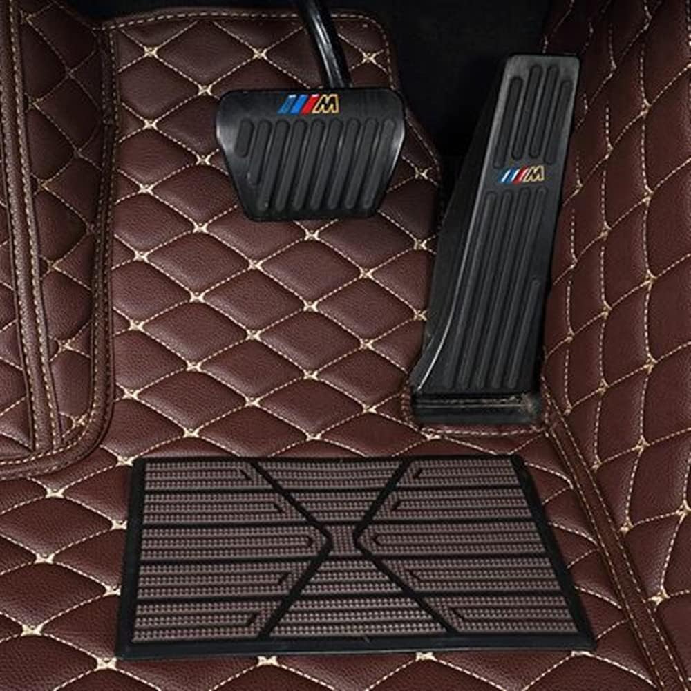 Custom All-Weather Protection Luxury Leather Floor Mats for Cars SUVs Trucks According Anti-Slip Leather Floor mats (38,Striped Red)