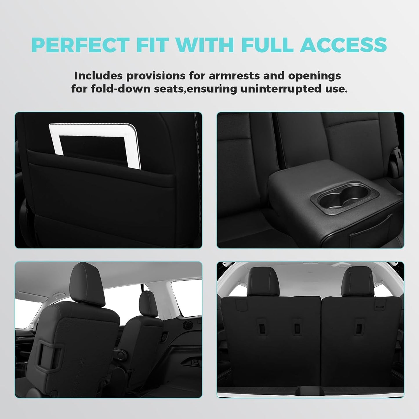 for Honda Pilot Seat Covers, Car Seat Protectors Full Set Custom Fit Pilot Elite,Black Edition 2016 2017 2018 2019 2020 2021 2022 7 Seats, Faux Leather Full Coverage Waterproof, Black