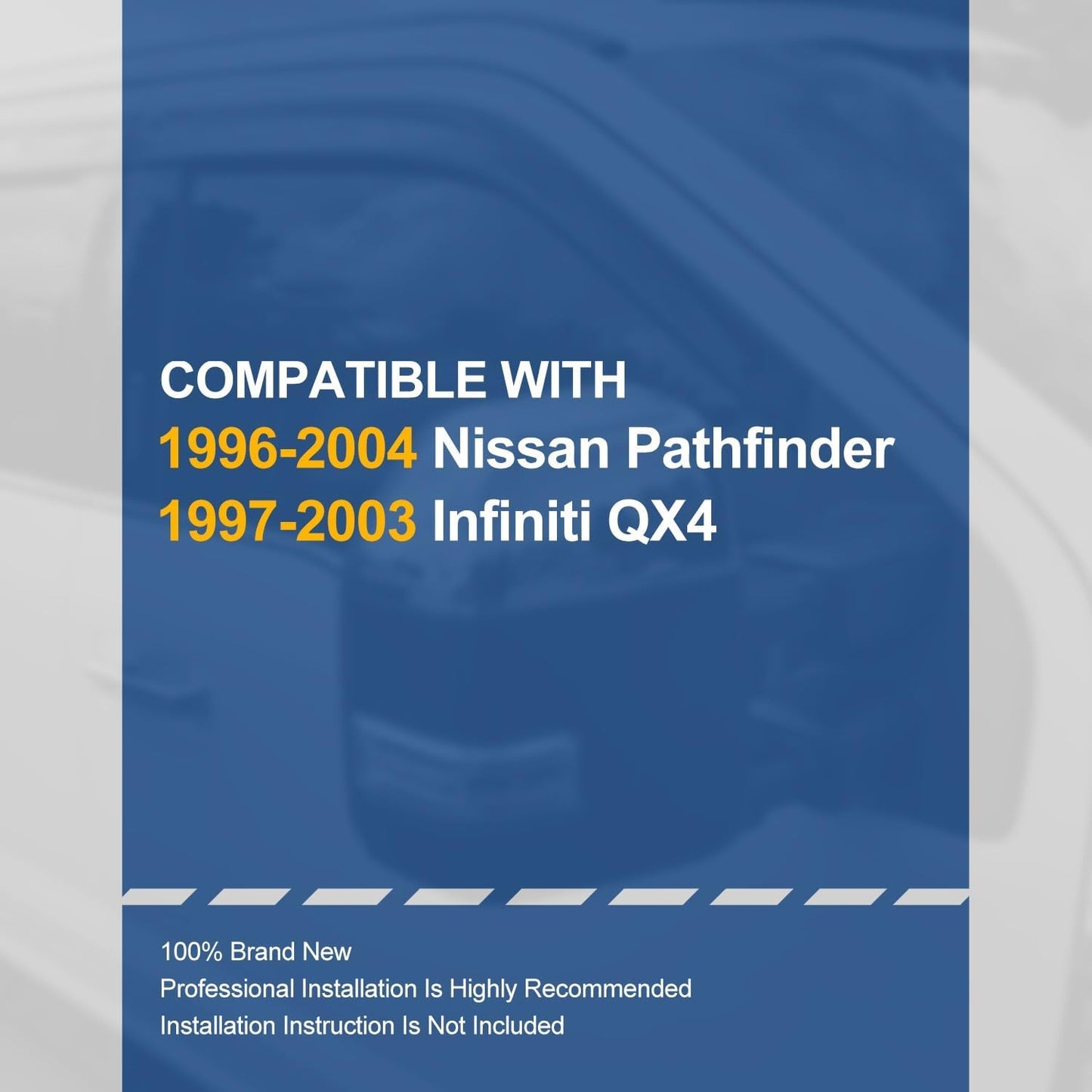 Auto Dynasty 4Pcs Carbon Fiber Pattern Window Visors Compatible with 1996-2004 Nissan Pathfinder Infiniti QX4, Tape-On Front & Rear Window Deflectors Rain Guards Sun Air Side Vent Shade, Glossy Black