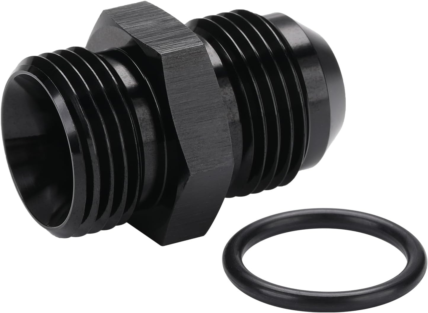 10AN Male Flare to 10AN ORB O-ring Boss Fuel Pump Rail Adapter Fitting Aluminum Black