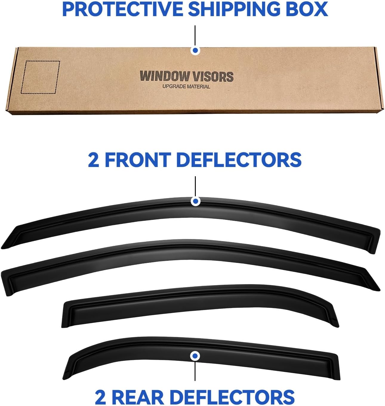 Window Visors Rain Guards for 2010 2011 2012 2013 2014 2015 2016 2017 Chevy Equinox, Out-Channel Window Vent Wind Deflectors Visors Shades for 10-17 Equinox