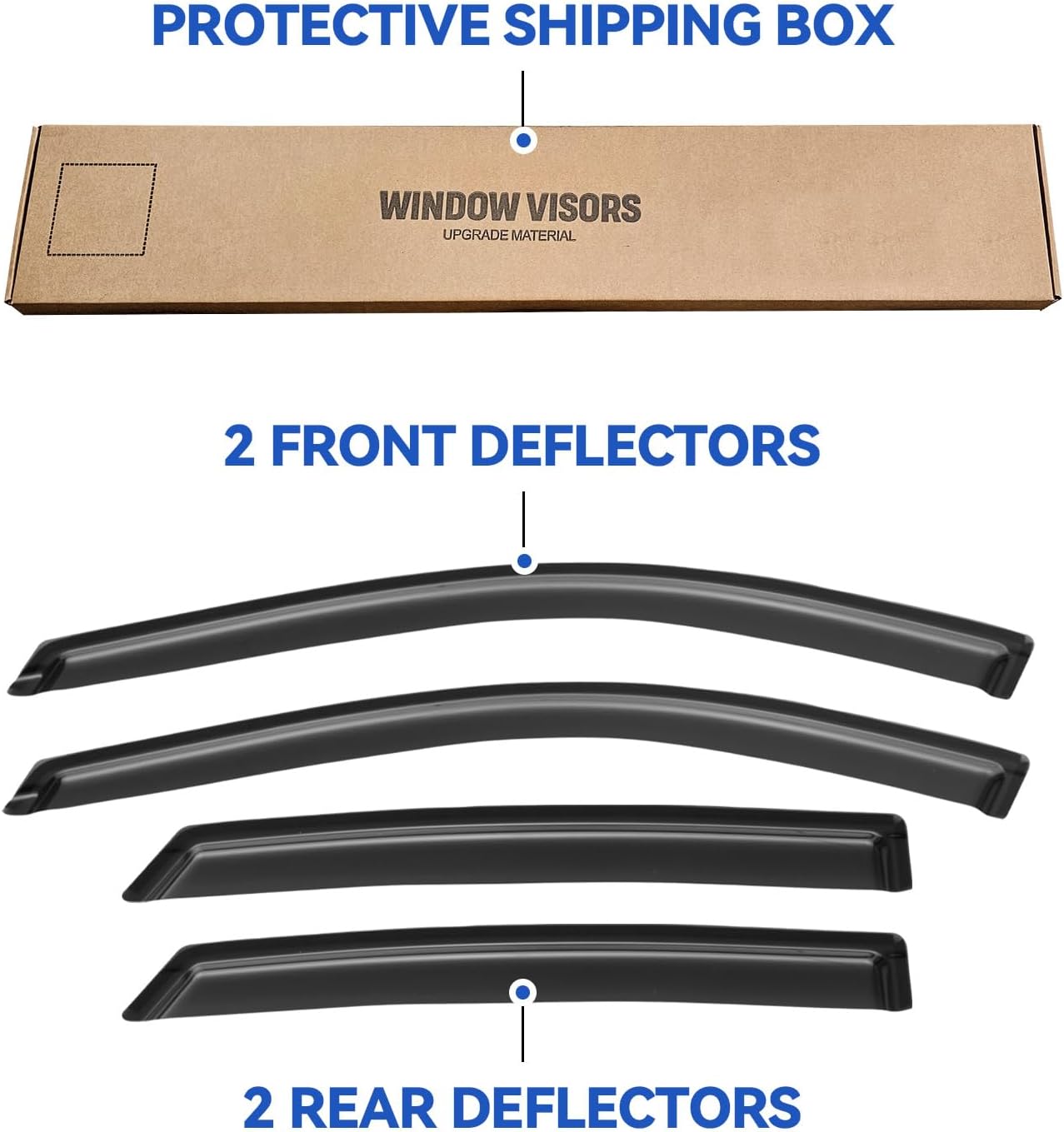 Window Visors Rain Guards for 2014-2020 Chevy Impala, Out-Channel Window Vent Wind Deflectors Visors Shades for 14-20 Impala