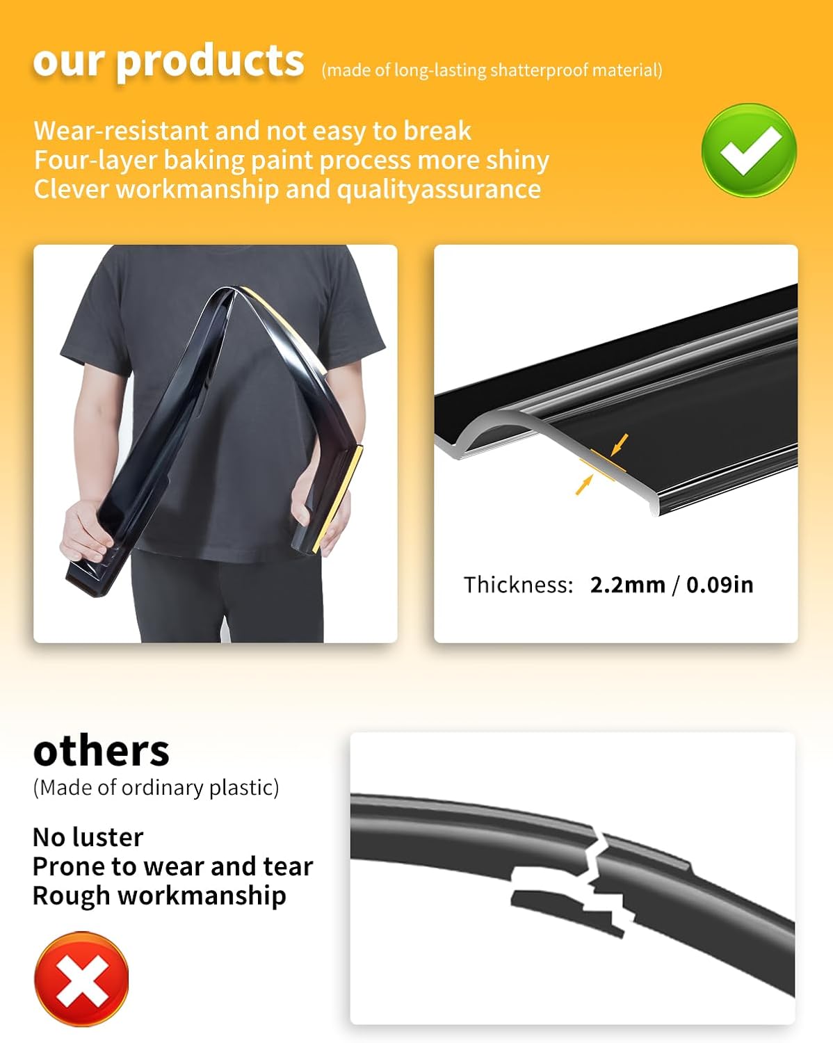 in-Channel Window Rain Guards Fit for Volkswagen Tiguan 2018 2019 2020 2021 2022 2023 2024 2025 Extra Durable Window Deflectors Window Visors Vent Shades Vent Visors Car Accessories-4 pcs Q25