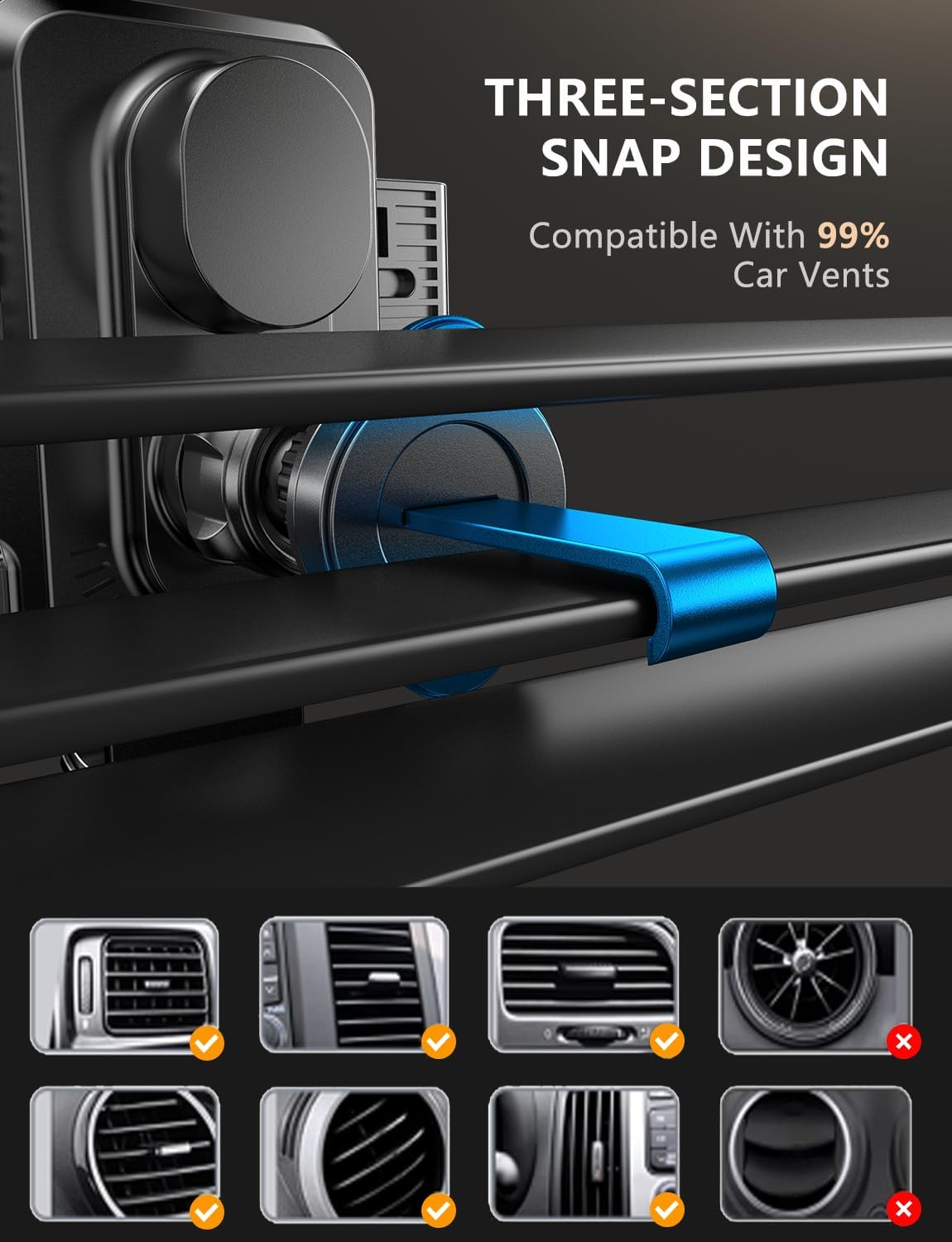 Wireless Car Charger, Phone Holders for Your Car, 15W Auto Clamping Phone Mount Car Accessories for iPhone 16 15 14 13 12 Mini Pro Max 11 XR XS, Samsung Galaxy S24 Ultra S23 S22+ Note 20, etc