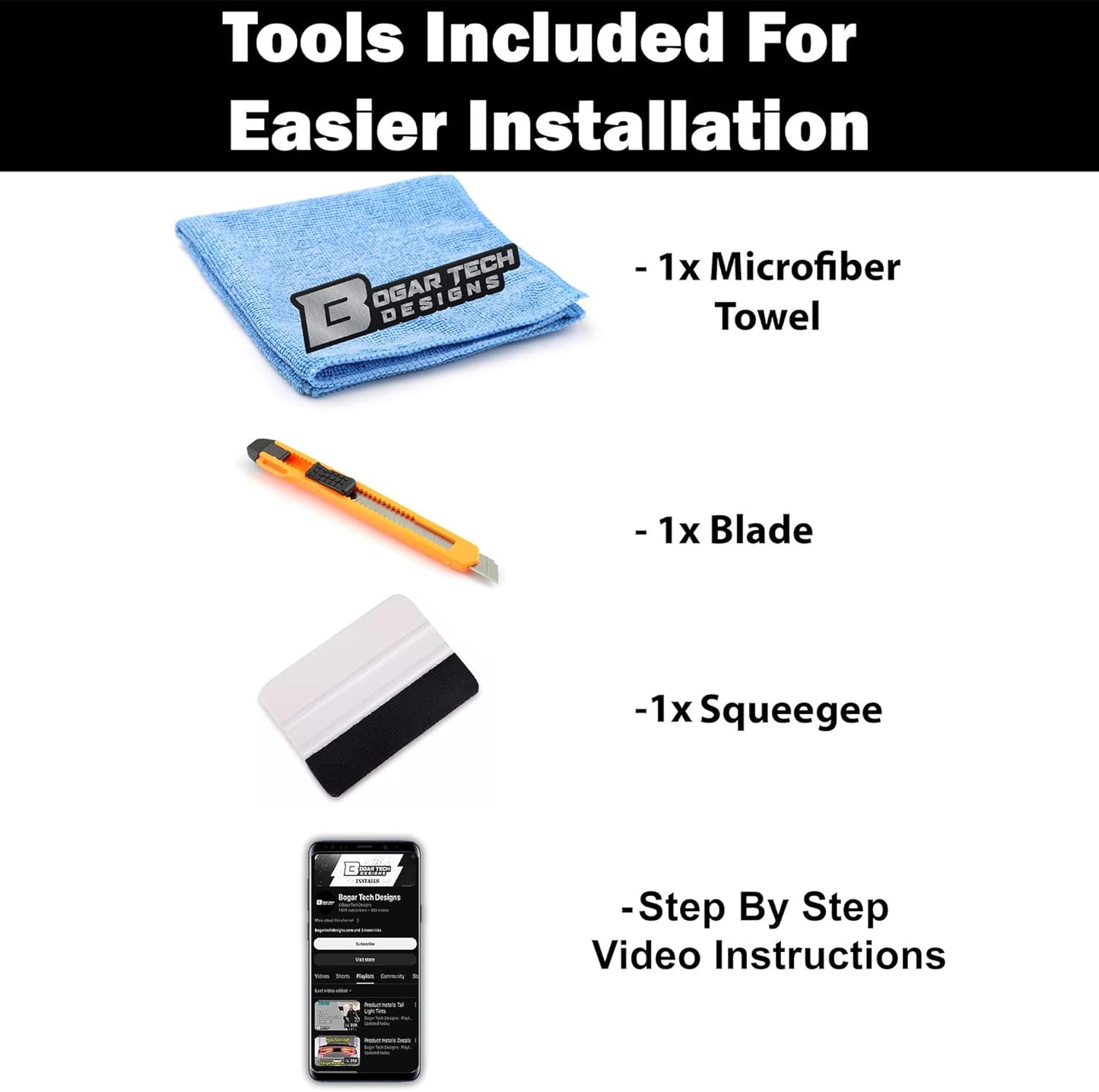 BOGAR TECH DESIGNS Full Headlight Head Light Tint Kit Fits Cadillac Escalade (ESV) 2015-2020, Dark Smoke