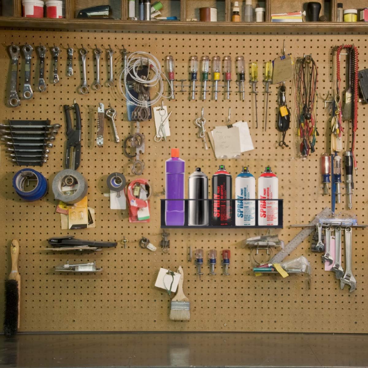 Touri 6 Pack Spray Can Holder for Garage and Workspace, Wall-Mounted Steel Aerosol Can Holder (30 Cans)