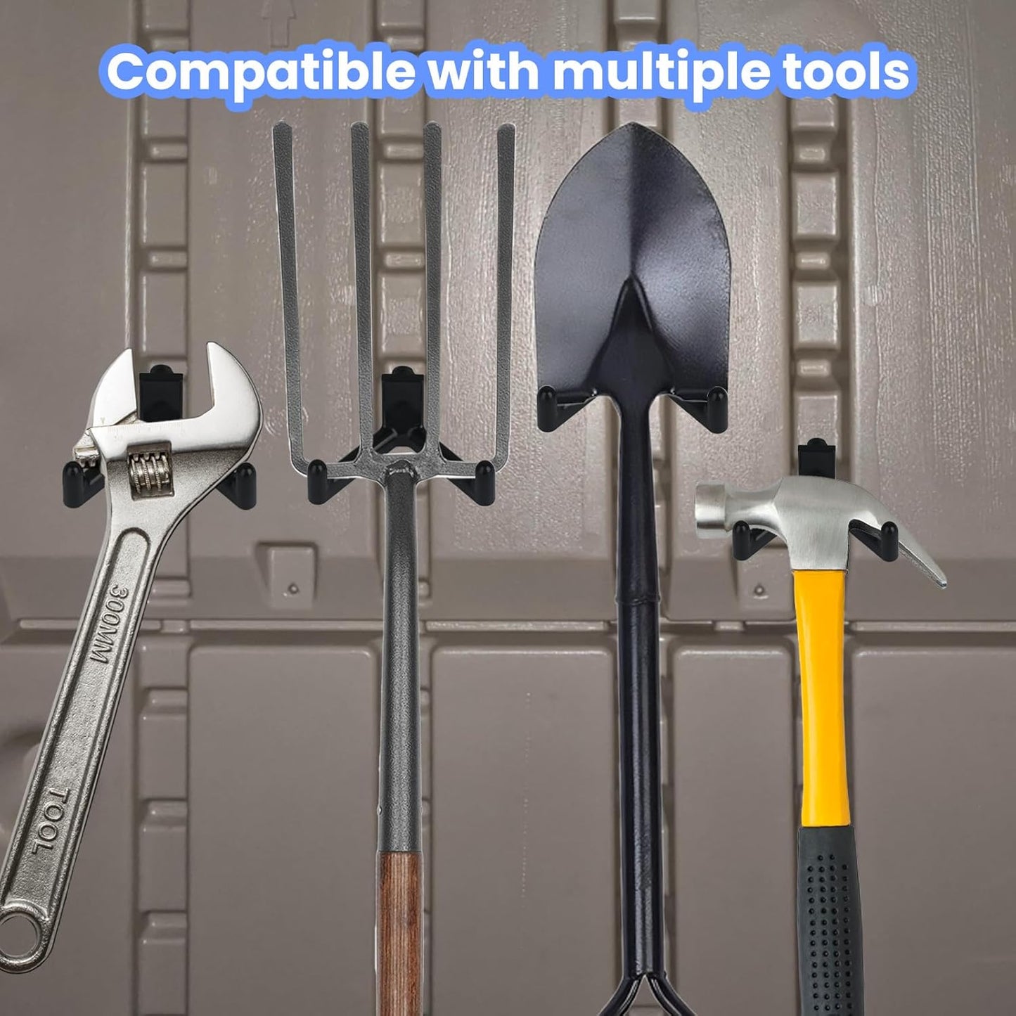 5pcs Tool Hooks for Suncast Shed, Double Head Storage Hanger - Essential Wall Organization Accessories for Shovels, Rakes & Other Tools (Black)