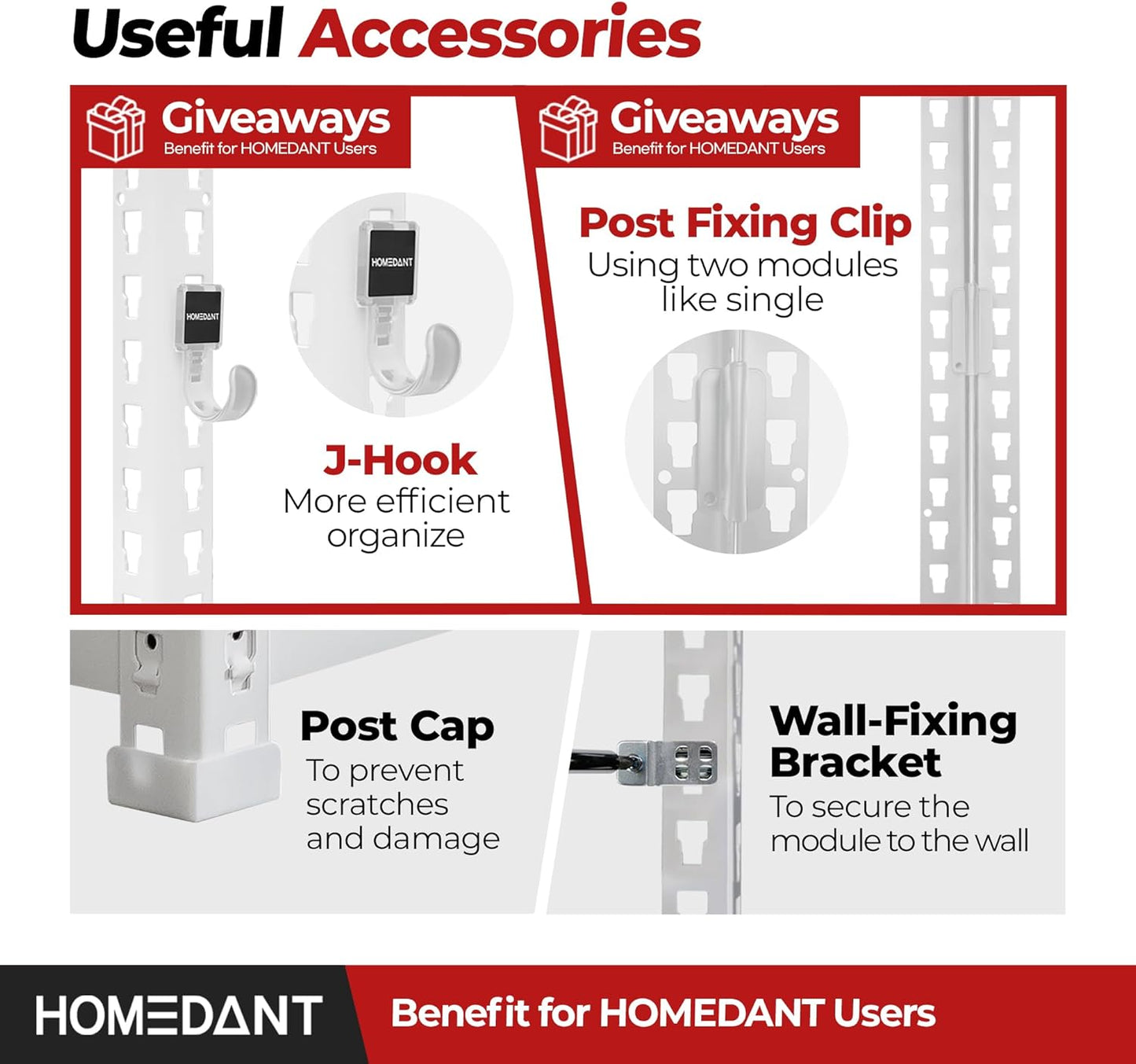 HOMEDANT White 5 Tier Laminated Boltless Heavy Duty Garage Storage Adjustable Wide Size Metal Shelving Unit Utility Rack Shelves Organization Shelf Shed Warehouse 47.7" W x 18.2" D x 71.3" H 4Pack
