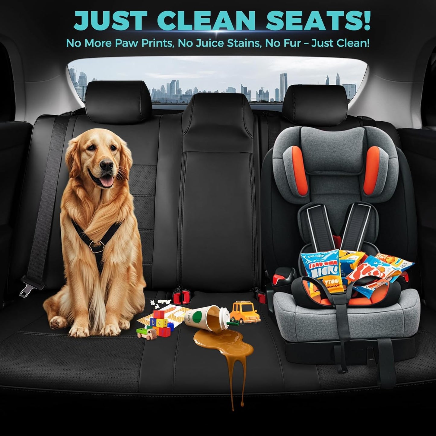 for Toyota Camry Seat Covers SE XSE SE Sport 2012 2013 2014 2015 2016 2017 - Custom Fit Car Seat Covers Full Set, Waterproof Breathable Leather Seat Covers for Cars, Black Not for Hybrid