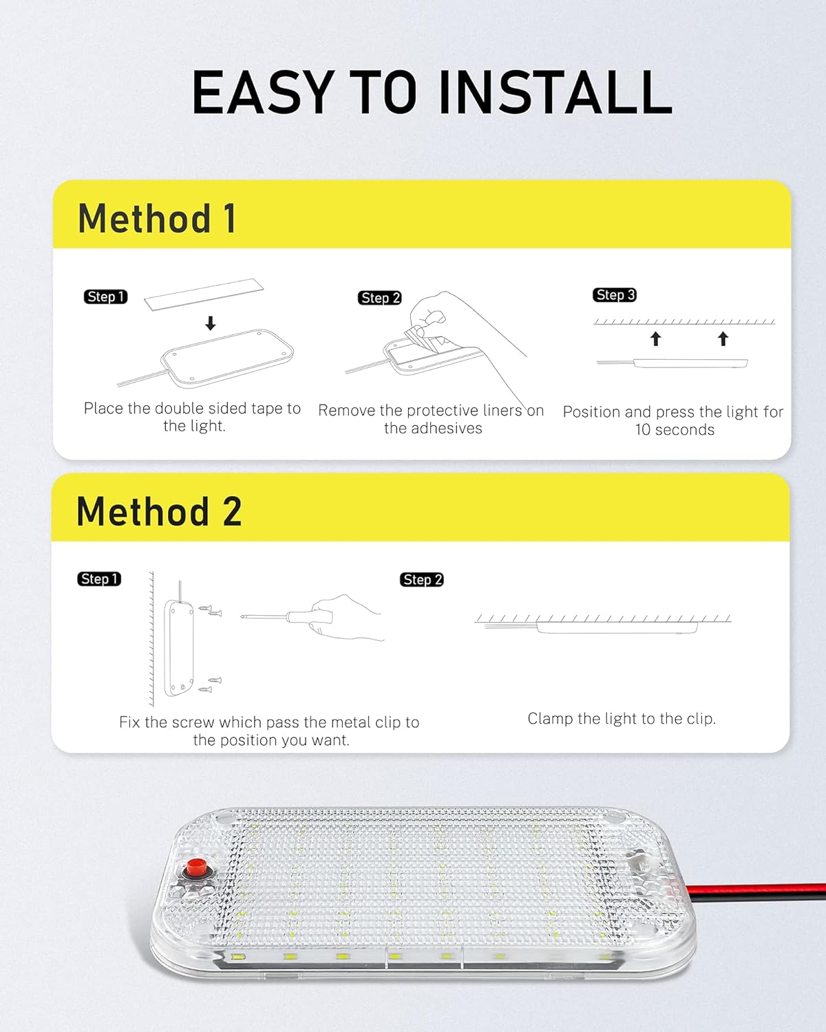 Dome Light for RV Interior, 48LED 800LM Ultra Bright 12 Volt LED White Lights, RV Ceiling Light with Switch Control, Ideal for Car Van Truck Camper Lorry Motorhome Boat(6 Pack)