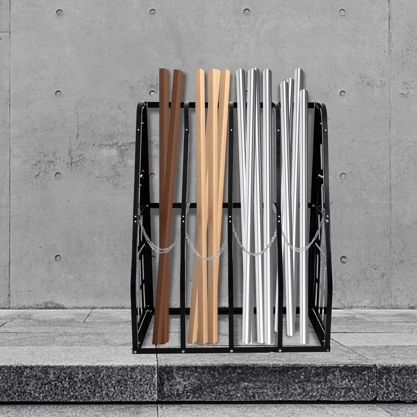 Vertical Bar Rack 1500 LB Capacity, 4 Bays Storage Rack 47" W x 24" D x 60" H, Long Parts Metal Rack, Lumber Storage Rack for Garage Storage, Black