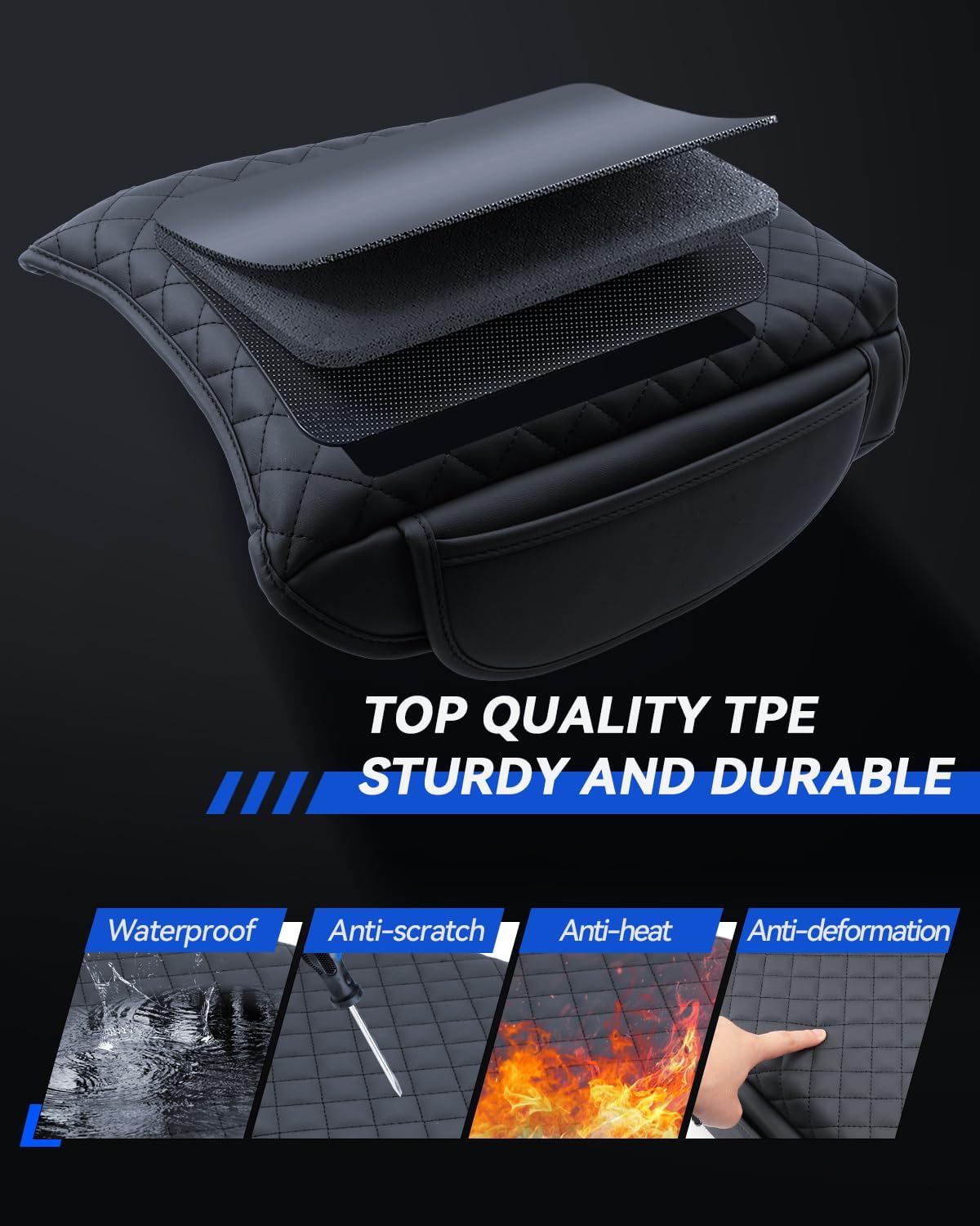 Armrest Cover for 2023-2025 Honda Pilot& 2024-2026 Passport& 2024 2025 Ridgeline Accessories Center Console Middle Lid Pad Protector for Car Elbow Rest-Thickened with Side Pockets Padded