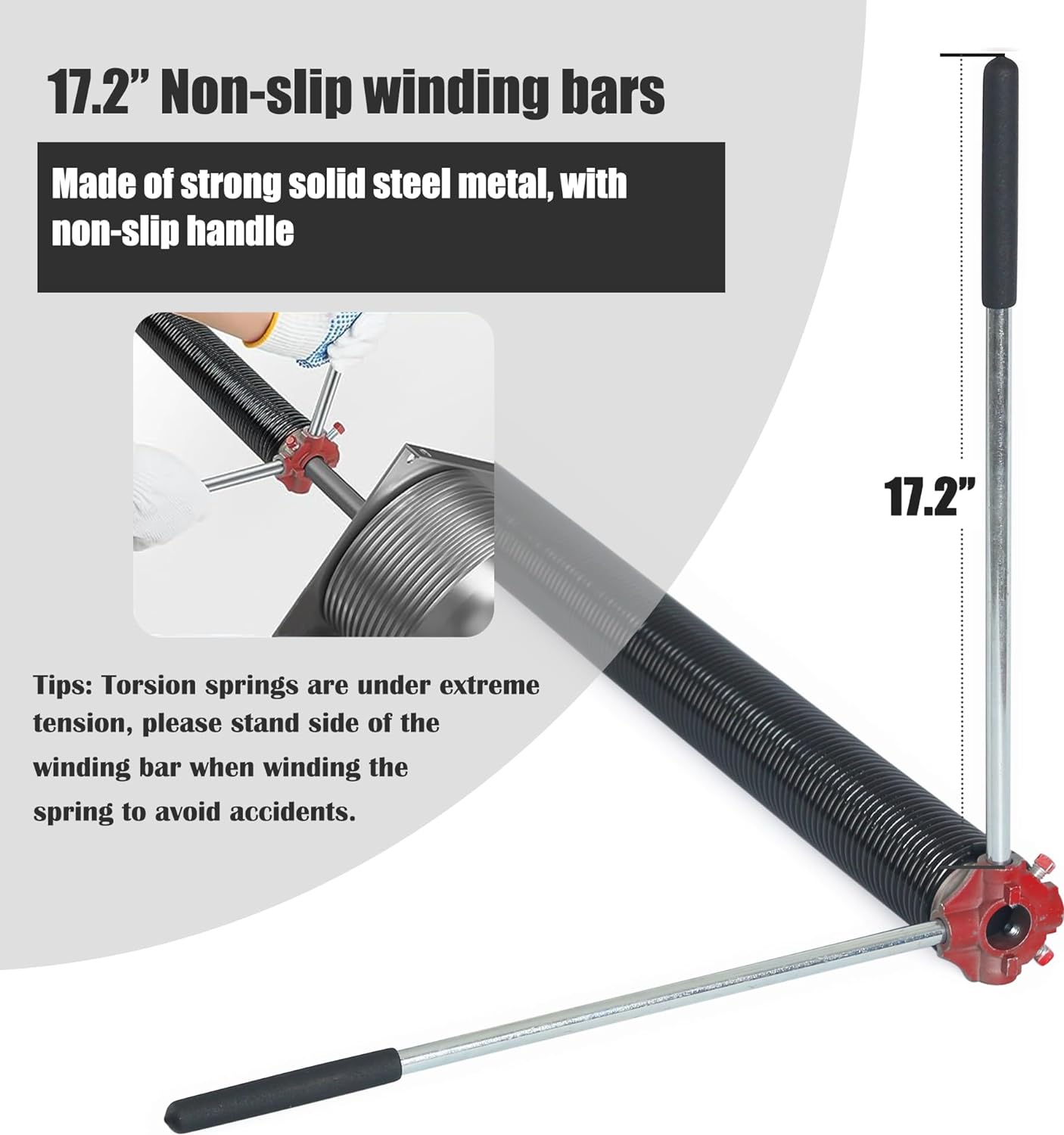 Garage Door Torsion Spring Set, Pair of 2" Electrophoresis Coated Garage Door Spring Replacement with 2 Non-Slip Winding Bars and Bearing, Minimum 16000 Cycles (.262x2x32")
