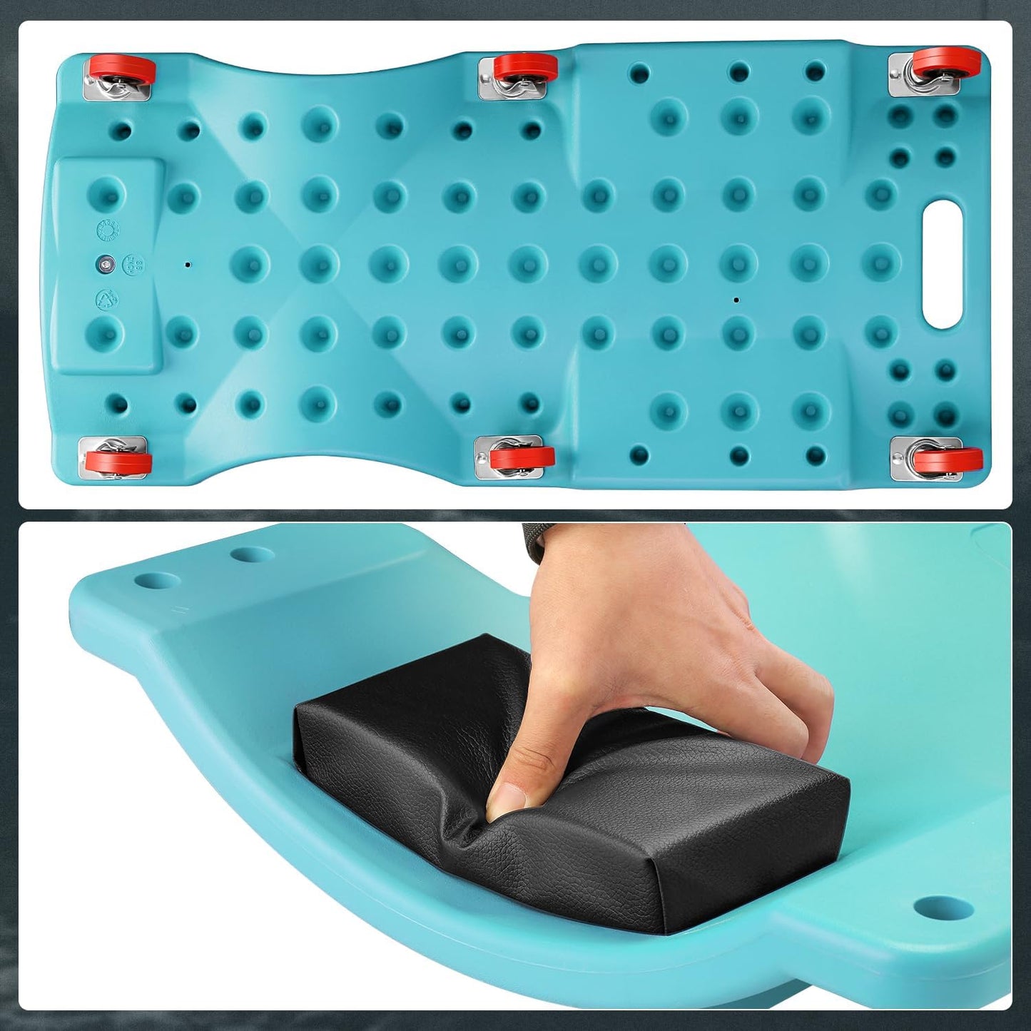 DNA MOTORING 36" L X 17" W x 4.25" H Vehicle Repair Low Profile Automotive Creeper w/Padded Headrest, Tiffany Blue, TOOLS-00201-TB