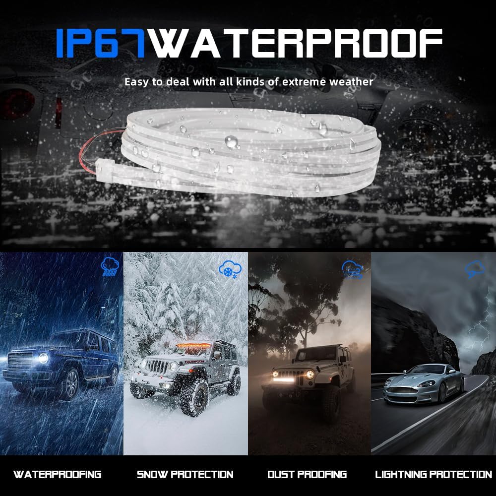 Upgrade Dynamic Flowing Car LED Trunk Light Strip, 79Inch Universal Flexible Cutting Silicone Waterproof Neon Lights Strip, 12V Interior Ambient Lighting for Cars SUVs(Ice Blue)