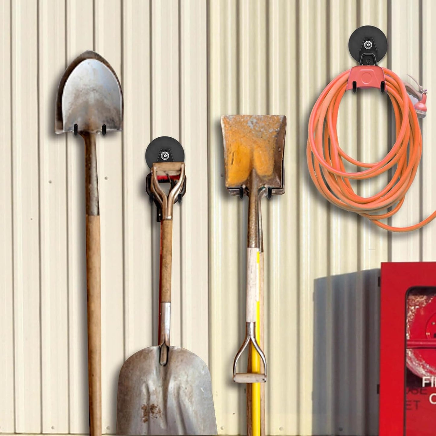 2 Pack Magnetic Hooks, Large Manget with Hooks, 2.59" (66 mm) Magnetic Hooks Heavy Duty for Hose, Jig Saw, Circular Saw,Workshop Organization, Tool Hooks for Hammer Drill, Garden Tool, Black