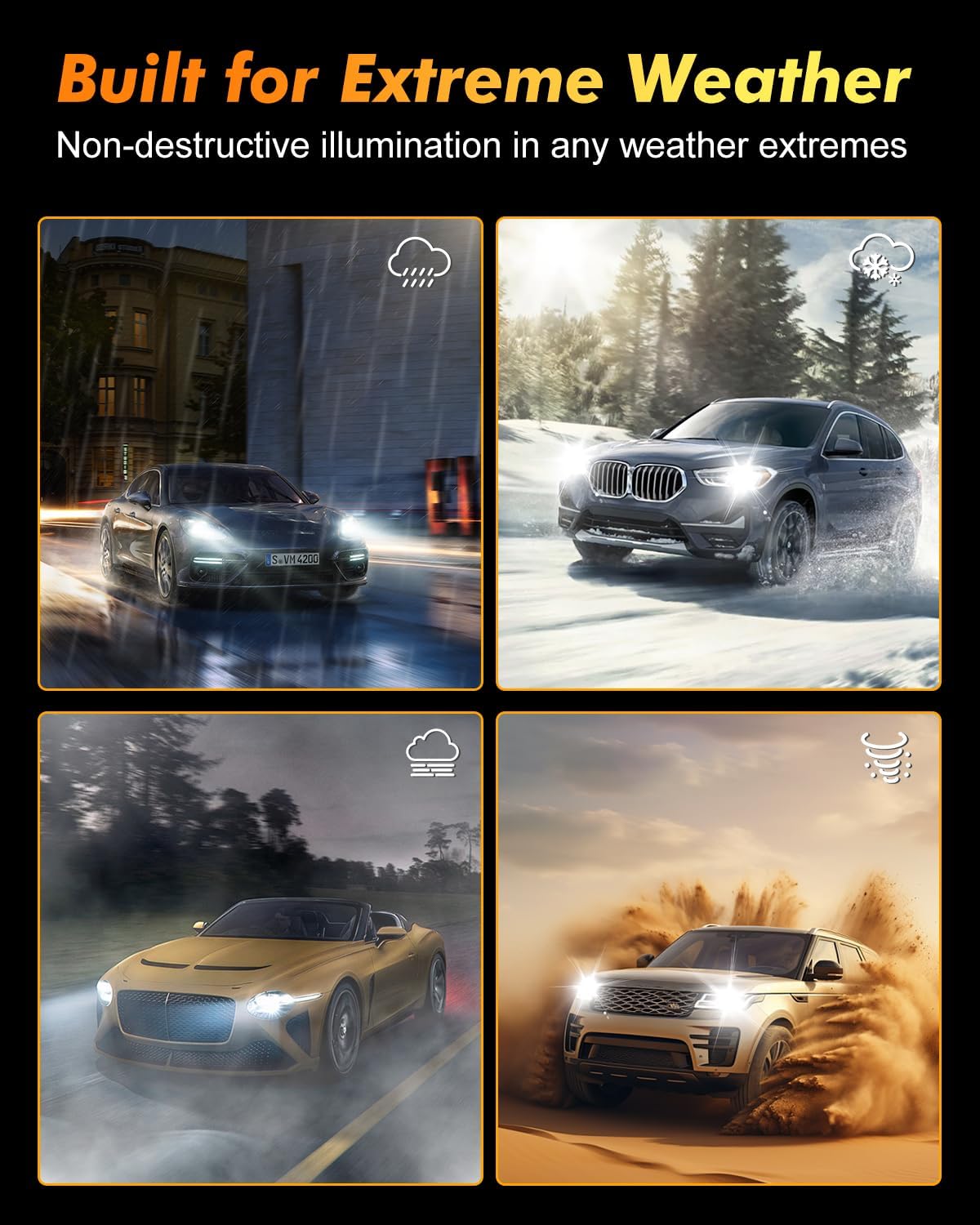 D3S Xenon HID Headlights Bulbs, 400% Enhanced Brightness, 6000K 35W Cool White High/Low Beam, Replacement 66340 42403 42302, IP68 with Metal Base, Plug and Play, Pack of 2