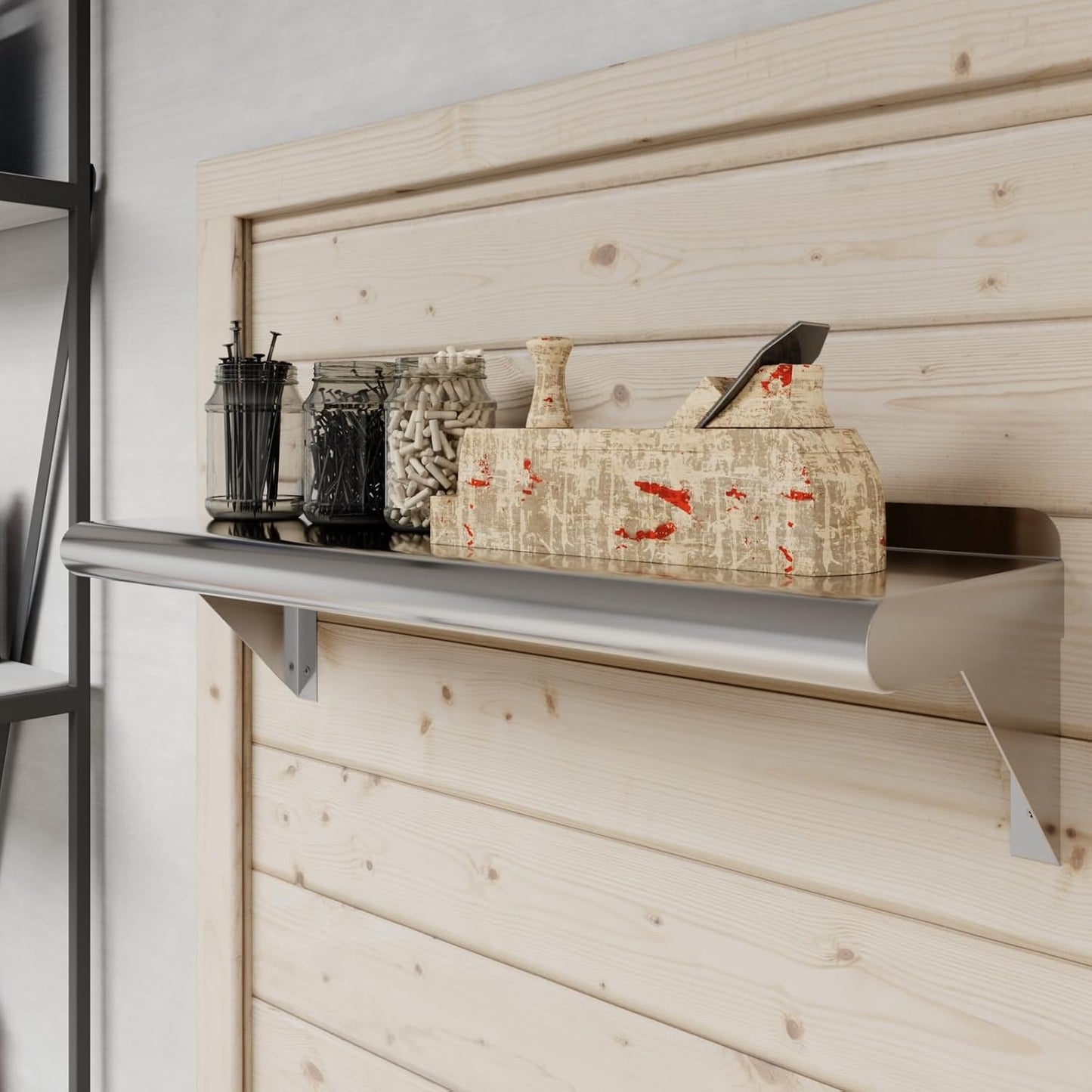 AmGood 24" Long X 8" Deep Stainless Steel Wall Shelf | NSF Certified | Appliance & Equipment Metal Shelving | Kitchen, Restaurant, Garage, Laundry, Utility Room