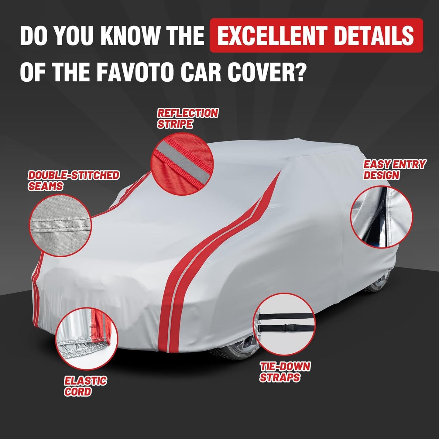 Favoto SUV Car Cover Waterproof - Custom Fit for Subaru Outback (1999-2024) All Weather for Automobiles Outdoor with Reflective Stripe Snow Sun Dust UV Protection Full Exterior Cover