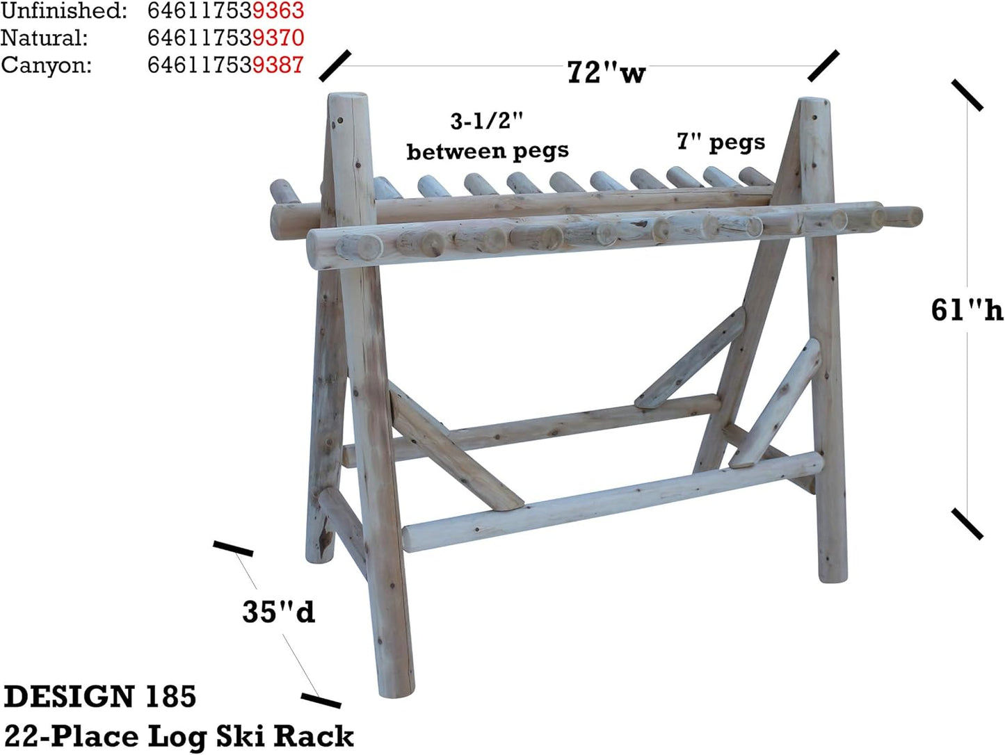 22-Place Freestanding Ski Log Racks, Pole Ski Holders, Garage Racks for Organization, Pole Stands, Snowboard Rack Garage, Snow Skis Sports Storage - Canyon Brown