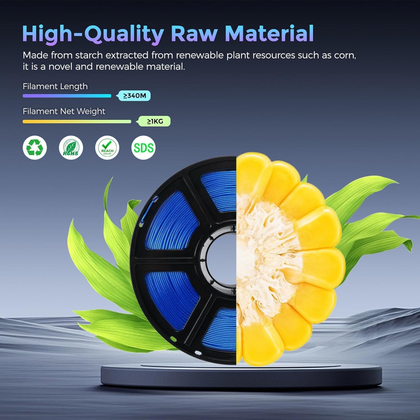 FLASHFORGE PLA Filament 1.75mm +/- 0.02mm Skydiver Blue, Color Changeable 3D Printer Filament 1kg (2.2lbs), Chameleon 3D Printing Filament Changing Colors with Light, Perfectly Hide The Layer Line