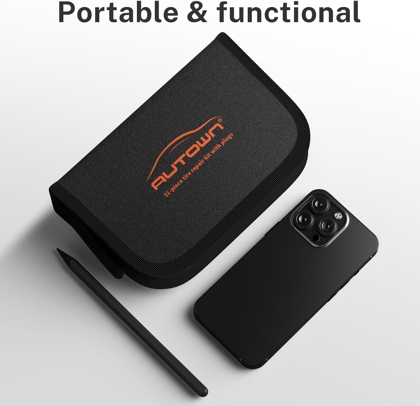 Flat Tire Repair Kit with Plugs 31 Pcs for Car, Motorcycle, ATV, Jeep, Truck, Tractor Flat Tire Puncture Repair