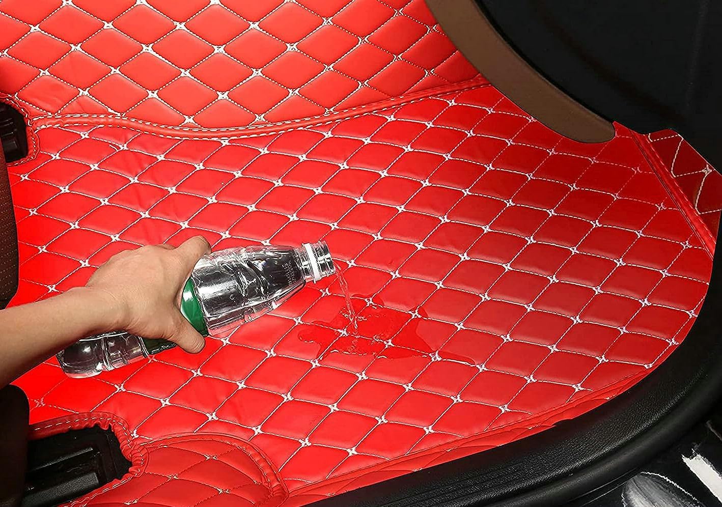 Custom Artificial Leather Waterproof All-Weather Car Floor Mats Fit for 99% Sedan SUV Sports Car Vehicle Car Mat (Yellow Black Beige)