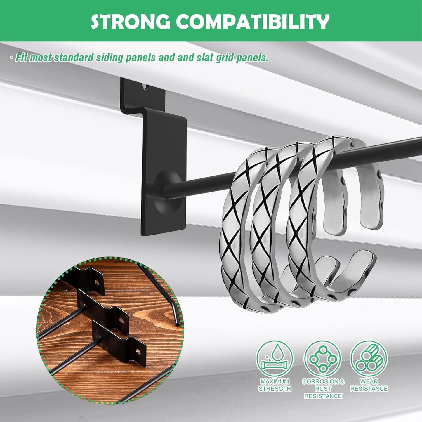 Yuahar Slatwall Hooks 20Pcs 4/6 Inch Slatwall Accessories Heavy Duty Slat Wall Hanging Hooks Panel Display Hooks Pegboard Gridwall Display Hook for Garage Retail Shop (Black)