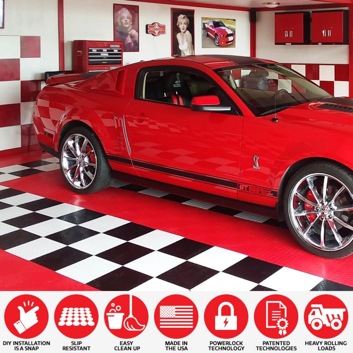 Big Floors RaceDeck Diamond Plate Design, Durable Interlocking Modular Garage Flooring Tile (Beige, 48 Pack of 12 x 12" Tiles)