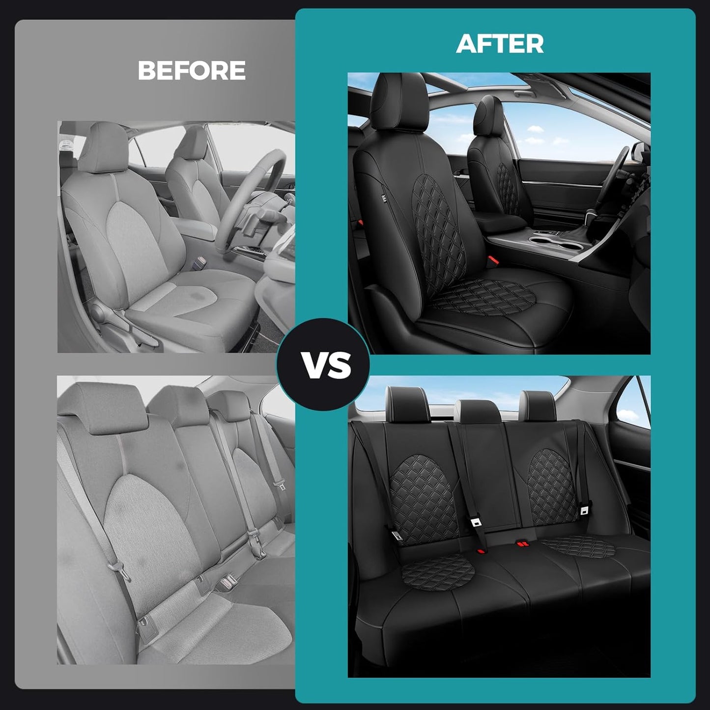 for Toyota Camry Seat Covers LE SE SE Nightshade 2018 2019 2020 2021 2022 2023 2024 - Custom Car Seat Covers Full Set, Waterproof Breathable Leather Seat Covers for Cars, Black Not for Hybrid