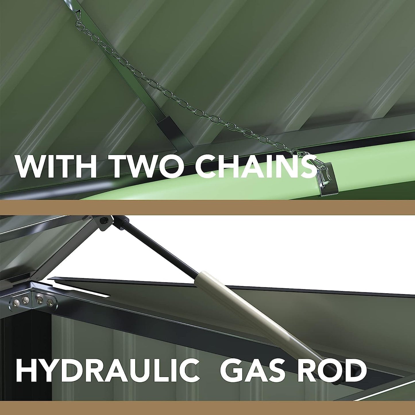 Devoko Outdoor Storage Shed 5.8 x 3.3 FT Metal Trash Shed Waterproof Outside Storage with Lid Chain Hydraulic Gas Rod for Trash Can Weeding Tools