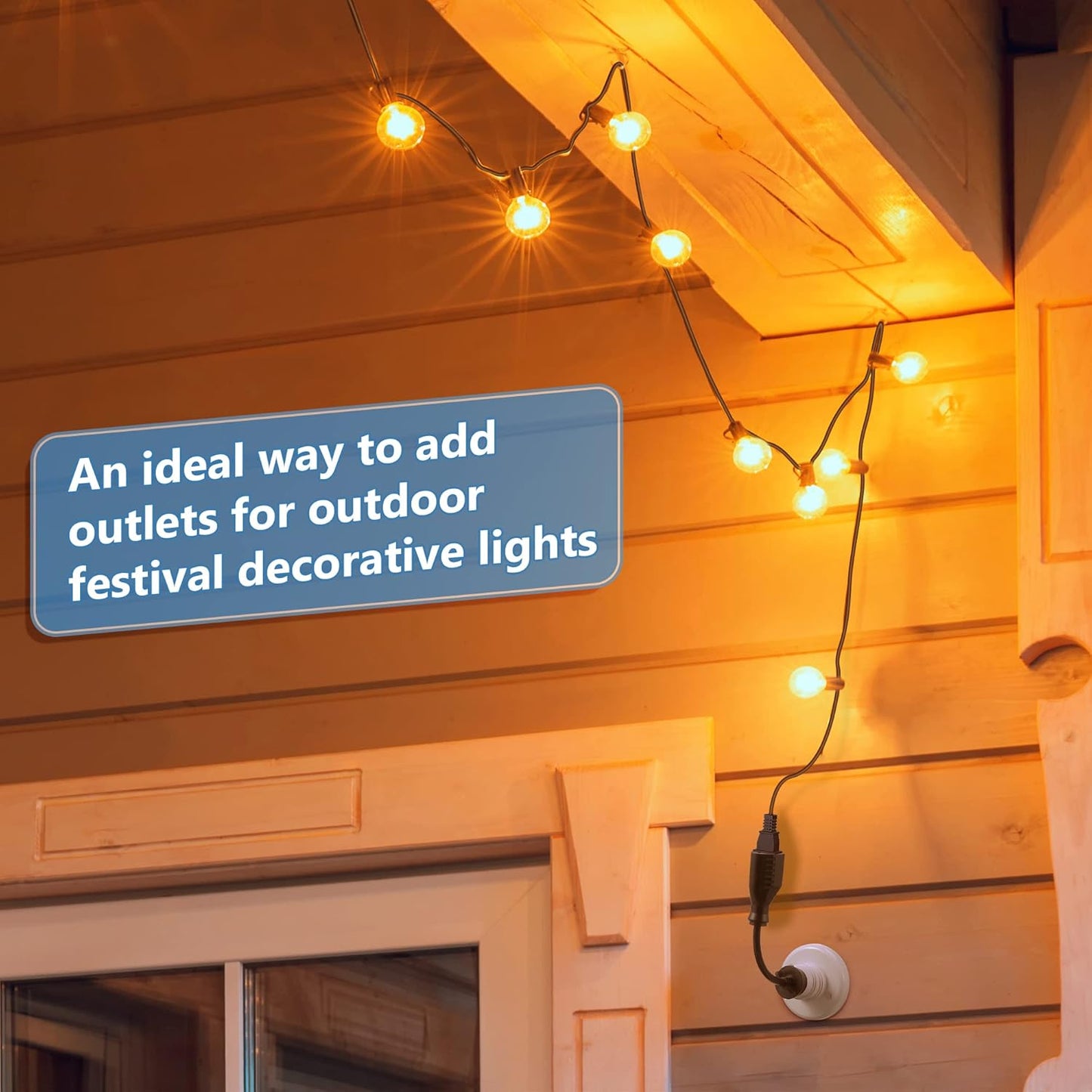 Feekoon 2 Pack 3 Outlet Light Socket Adapter, Convert E26/E27 Bulb Socket to 3 Prong Outlet with Extension Cord, Light Bulb Plug Adapter Converter Suitable for Outdoor Porch Garage Patio Use (Black)