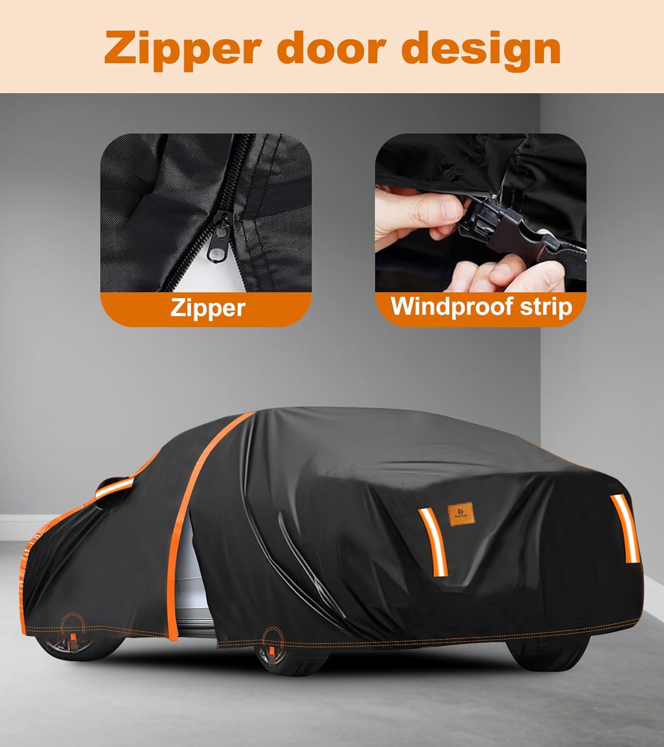 Car Cover Waterproof All Weather for Automobiles Winter Snowproof Rain UV Protection Heavy Duty Outdoor Sedan Car Cover & Car Snow Cover Universal Fit for Sedan Length Up to 194’’