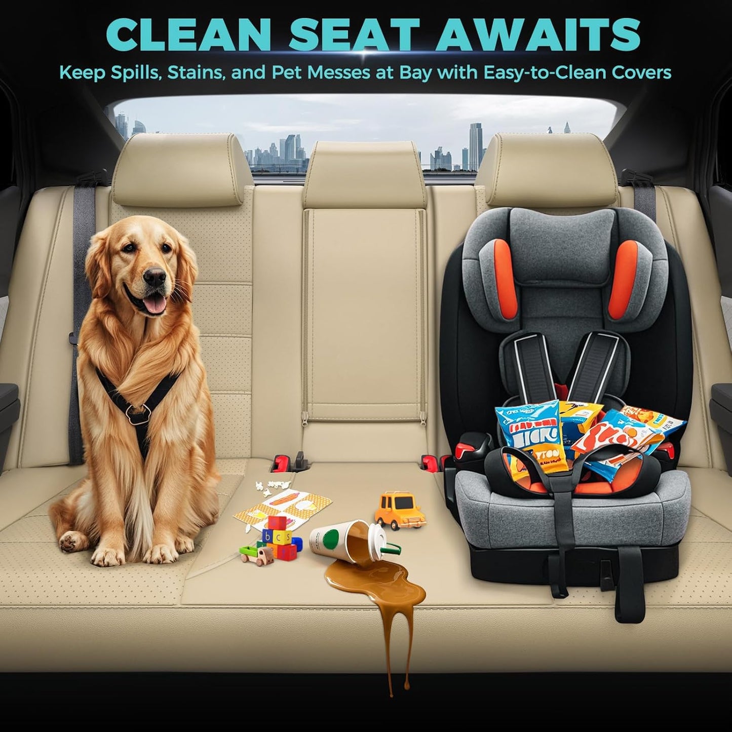 for Toyota Camry Seat Covers XSE XLE 2025 - Custom Fit Car Seat Covers Full Set, Leather Seat Covers for Cars, Waterproof Car Seat Cover, Beige