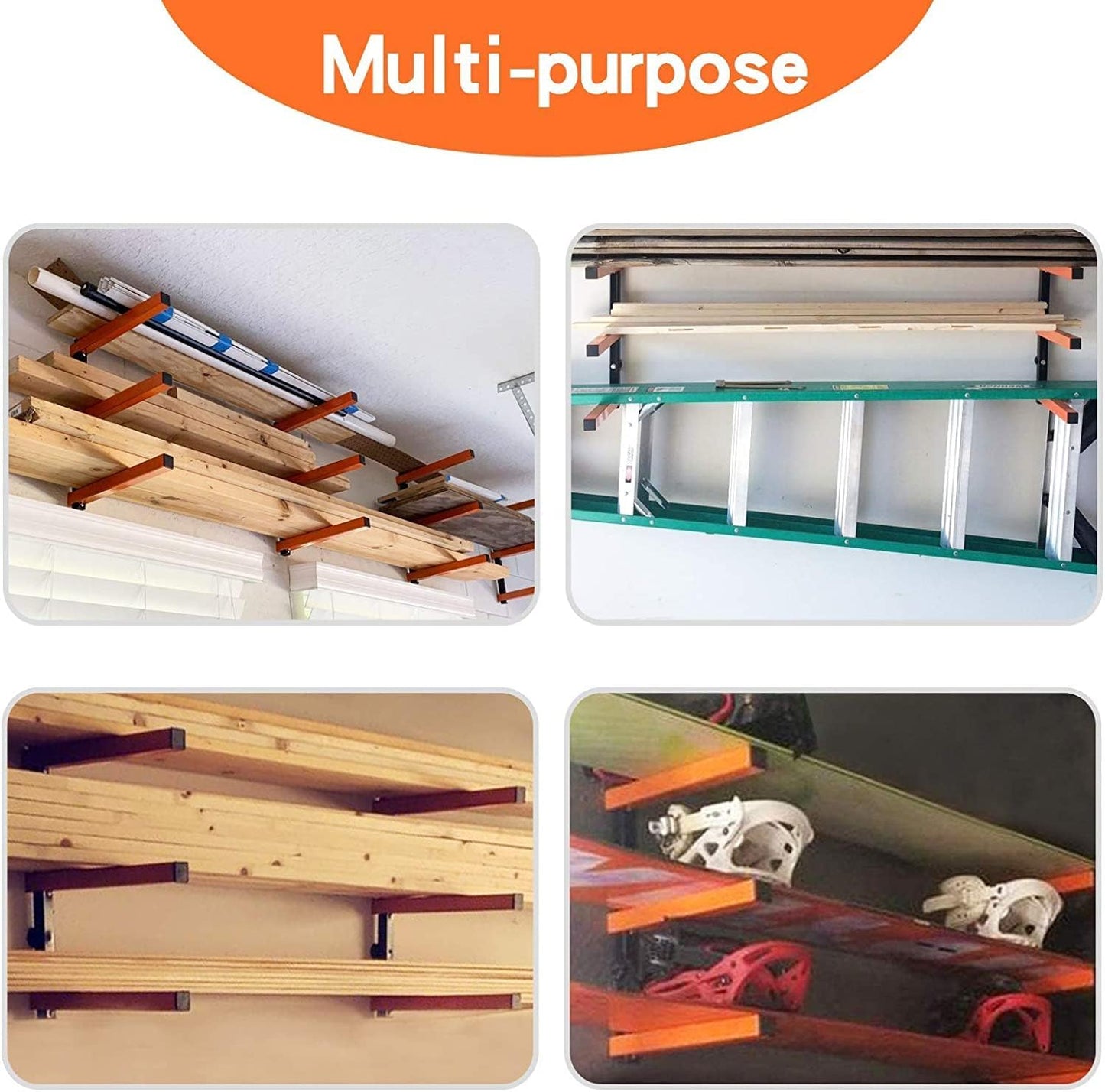 Ultrawall Wall Mount Wood Organizer Racks, Lumber Storage Metal Racks Wood Storage Racks with 3-Level (3 Pack)