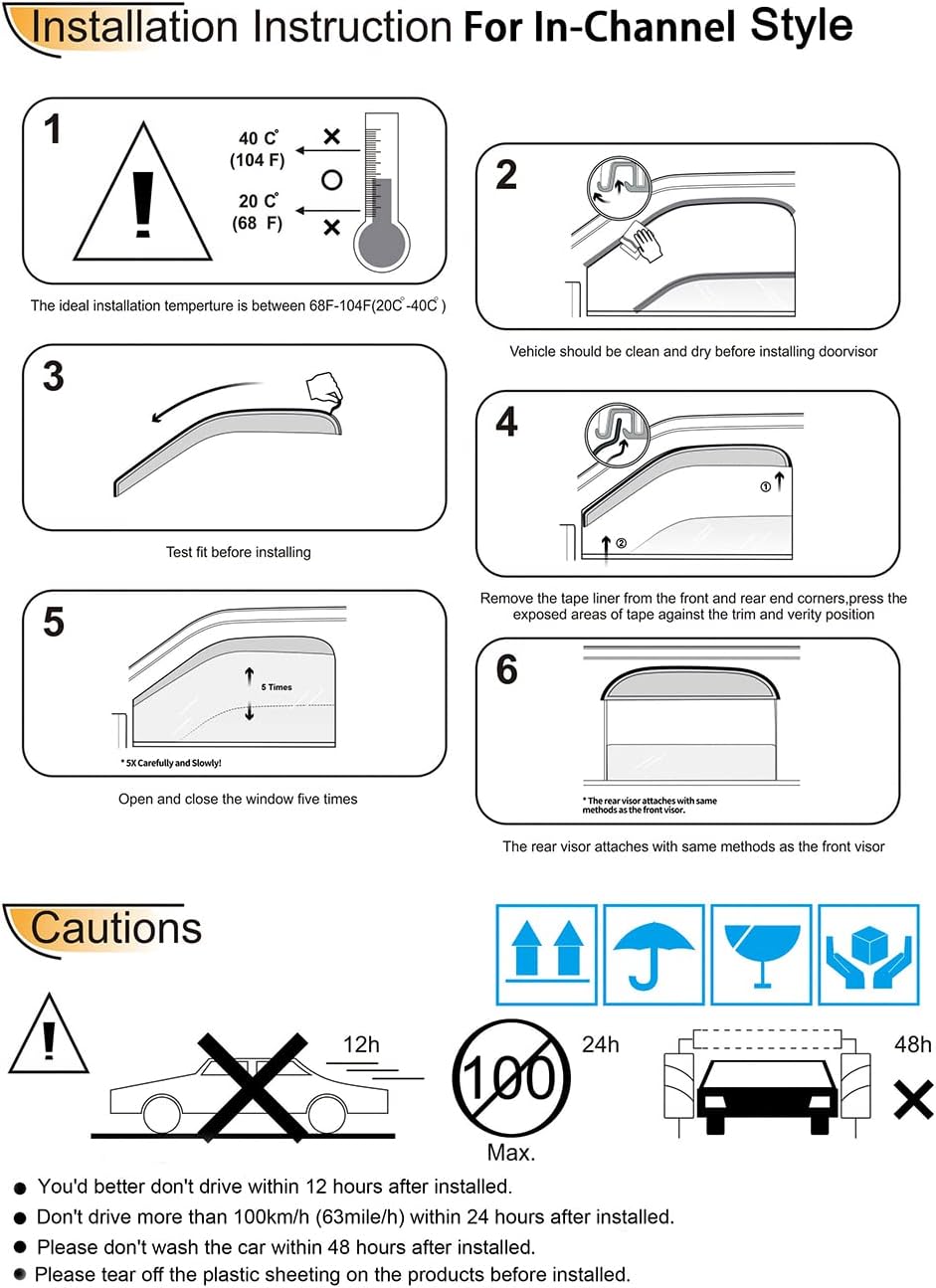 92083 Side Window Wind Deflector,2pc in-Channel Style Shade Sun Rain Guards,Window Visor fit for 93-11 Ford Ranger,94-10 Mazda B2300/B4000,94-08 Mazda B3000 with Standard/Extended Cab