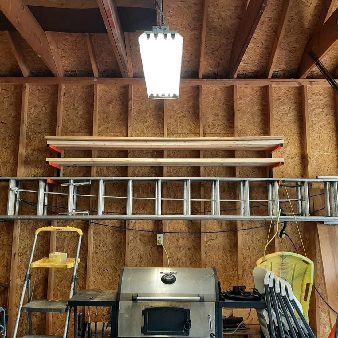 Lumber Storage Rack Metal Shelf Brackets, Sturdy Multipurpose Racking,Indoor & Outdoor Use (3 Level&2 Pairs)