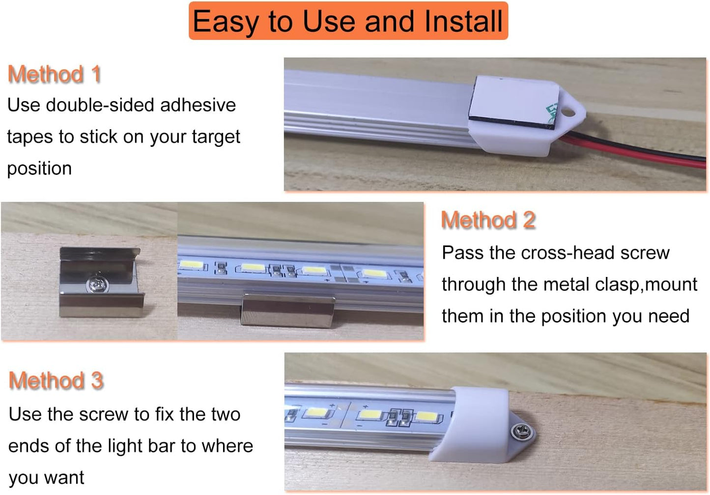 12V Interior LED Light Bar for Car,12V LED Light Strip 54 LEDs Lighting Super Bright 7000K White Color DIY Cabinet LED Light Strip for Car,Trailer,Motorhome,Van,RV,Truck Bed Lights(4 Pack)