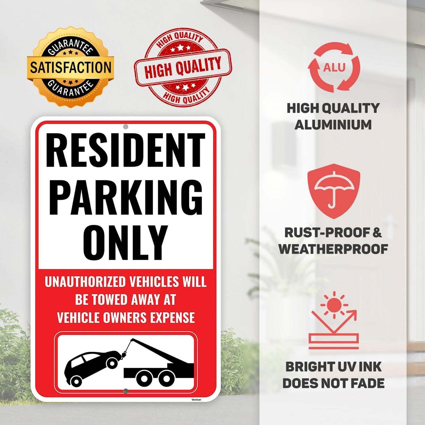 1PC Resident Parking Sign, 18 x 12 Inches - Aluminum - Private Tenant Parking Only Sign