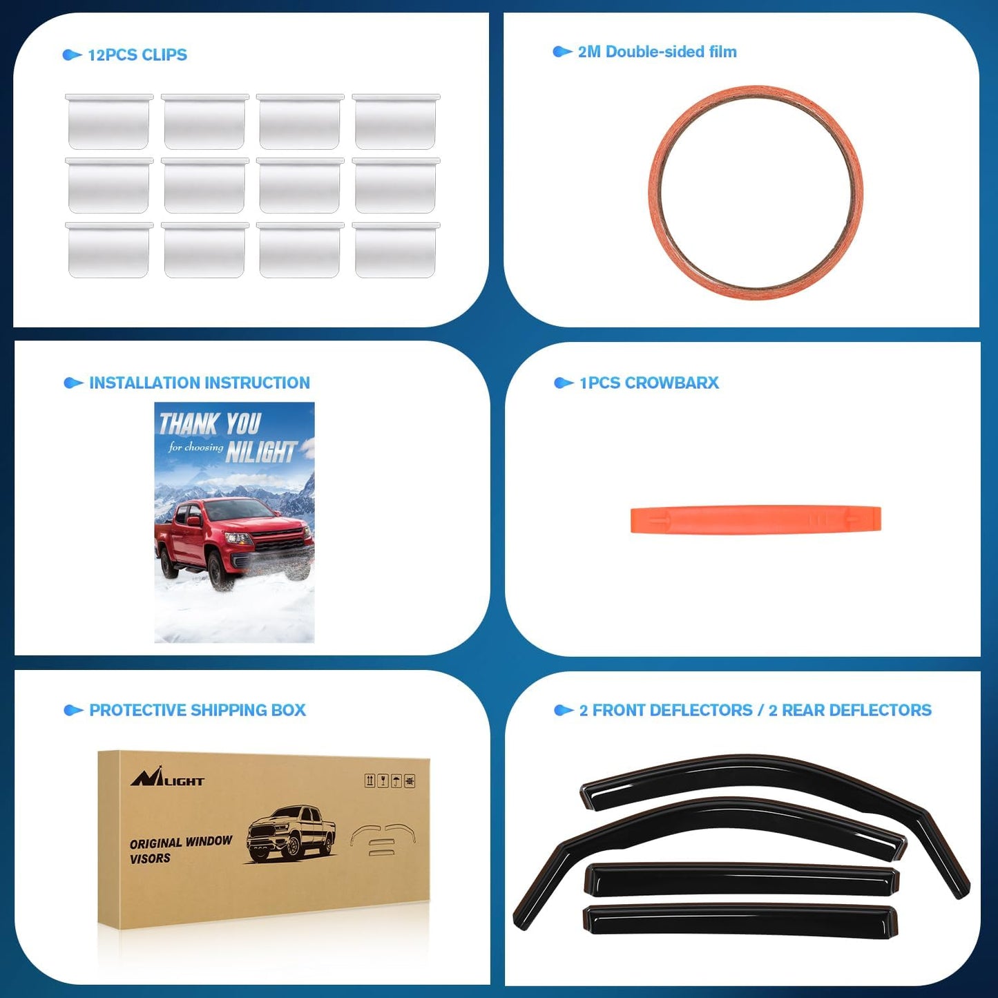 Nilight Vent Window Visors for Volkswagen (VW) Atlas 2018 2019 2020 2021 2022 2023 2024 2025, in-Channel Rain Guards, Original Window Deflectors-4PCS